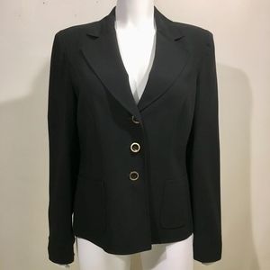 Escada Black Wool Blazer 3 Button Career Jacket